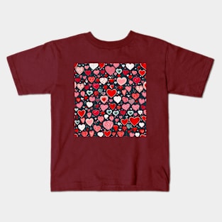 Hearts valentines day pattern pink red hearts in black decor gift ideas for all Kids T-Shirt